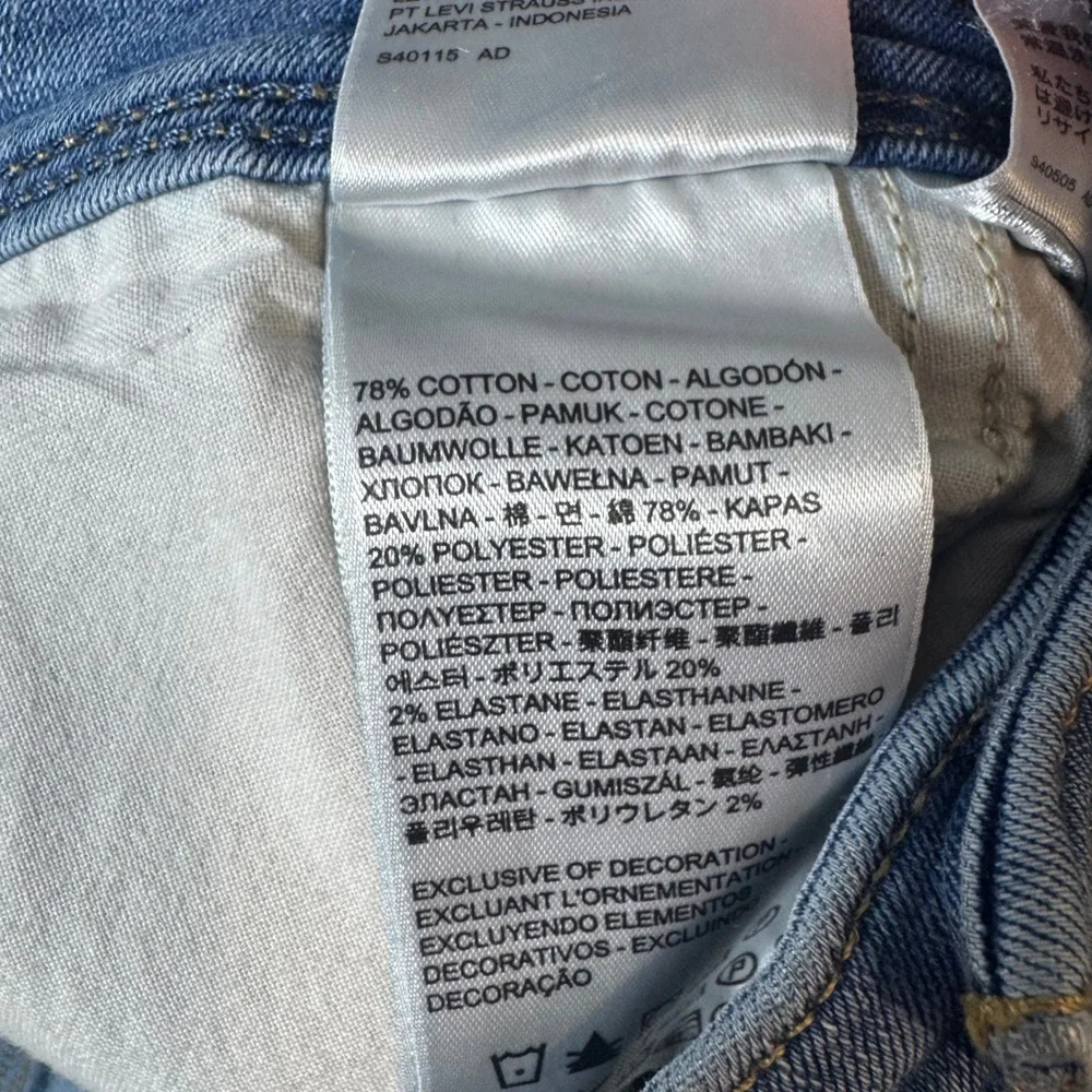 Levis 512 Perfectly Shaping Straight Leg Jeans Light Wash Plus Size 22W Stretch